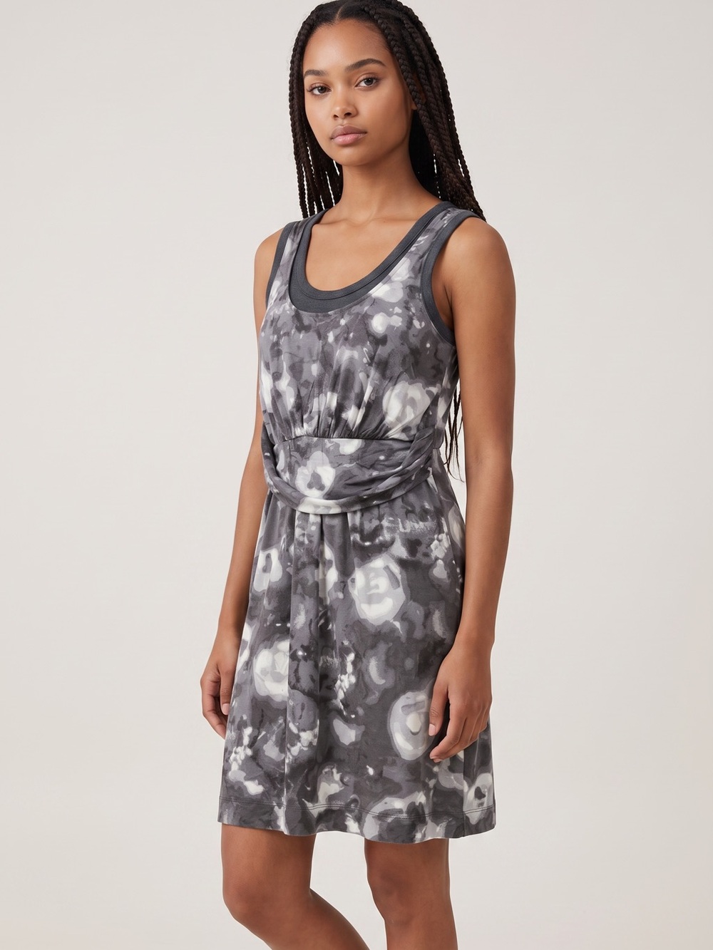 Simply Vera Wang Gray Abstract Tie-Waist Dress size M New